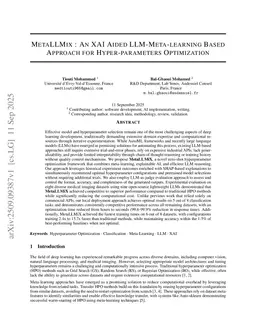 MetaLLMix : An XAI Aided LLM-Meta-learning Based Approach for Hyper-parameters Optimization