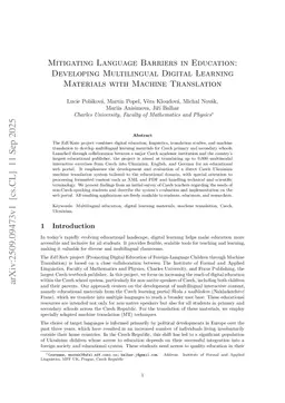 Mitigating Language Barriers in Education: Developing Multilingual Digital Learning Materials with Machine Translation