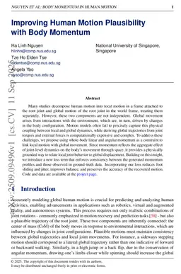 Improving Human Motion Plausibility with Body Momentum