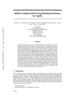 SEDM: Scalable Self-Evolving Distributed Memory for Agents