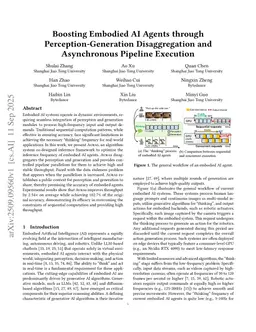 Boosting Embodied AI Agents through Perception-Generation Disaggregation and Asynchronous Pipeline Execution