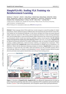 SimpleVLA-RL: Scaling VLA Training via Reinforcement Learning