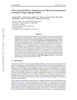 CDE: Curiosity-Driven Exploration for Efficient Reinforcement Learning in Large Language Models