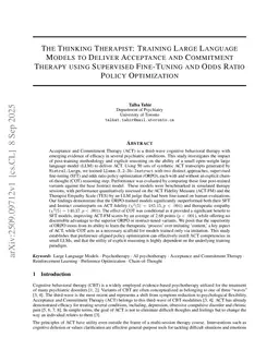 The Thinking Therapist: Training Large Language Models to Deliver Acceptance and Commitment Therapy using Supervised Fine-Tuning and Odds Ratio Policy Optimization
