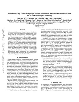 Benchmarking Vision-Language Models on Chinese Ancient Documents: From OCR to Knowledge Reasoning