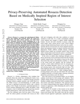 Privacy-Preserving Automated Rosacea Detection Based on Medically Inspired Region of Interest Selection