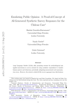 Emulating Public Opinion: A Proof-of-Concept of AI-Generated Synthetic Survey Responses for the Chilean Case