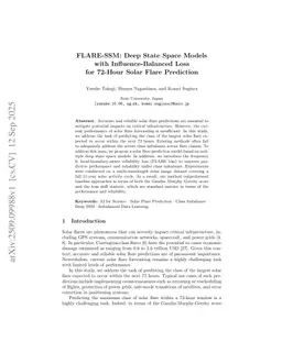 FLARE-SSM: Deep State Space Models with Influence-Balanced Loss for 72-Hour Solar Flare Prediction