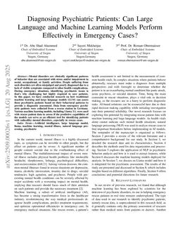Diagnosing Psychiatric Patients: Can Large Language and Machine Learning Models Perform Effectively in Emergency Cases?