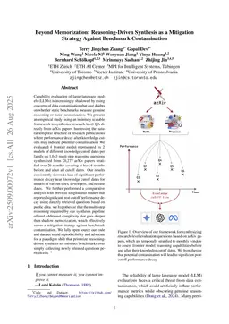 Beyond Memorization: Reasoning-Driven Synthesis as a Mitigation Strategy Against Benchmark Contamination