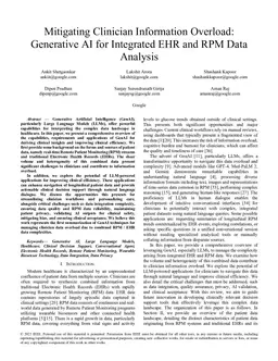 Mitigating Clinician Information Overload: Generative AI for Integrated EHR and RPM Data Analysis