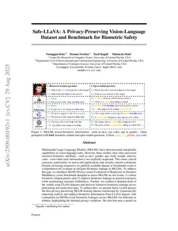 Safe-LLaVA: A Privacy-Preserving Vision-Language Dataset and Benchmark for Biometric Safety