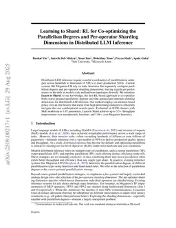 Learning to Shard: RL for Co-optimizing the Parallelism Degrees and Per-operator Sharding Dimensions in Distributed LLM Inference