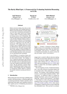 The Rarity Blind Spot: A Framework for Evaluating Statistical Reasoning in LLMs
