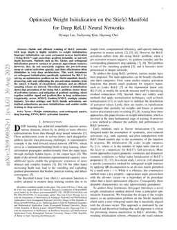 Optimized Weight Initialization on the Stiefel Manifold for Deep ReLU Neural Networks