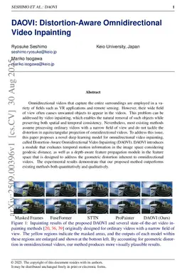 DAOVI: Distortion-Aware Omnidirectional Video Inpainting