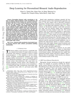 Deep Learning for Personalized Binaural Audio Reproduction