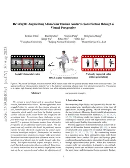 DevilSight: Augmenting Monocular Human Avatar Reconstruction through a Virtual Perspective