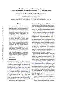 Modeling Motivated Reasoning in Law: Evaluating Strategic Role Conditioning in LLM Summarization