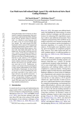 Can Multi-turn Self-refined Single Agent LMs with Retrieval Solve Hard Coding Problems?