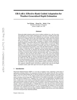 ER-LoRA: Effective-Rank Guided Adaptation for Weather-Generalized Depth Estimation