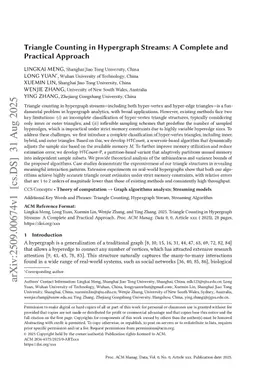 Triangle Counting in Hypergraph Streams: A Complete and Practical Approach