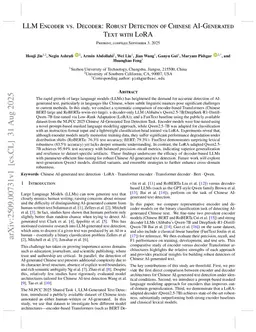 LLM Encoder vs. Decoder: Robust Detection of Chinese AI-Generated Text with LoRA