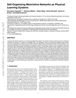 Self-Organising Memristive Networks as Physical Learning Systems