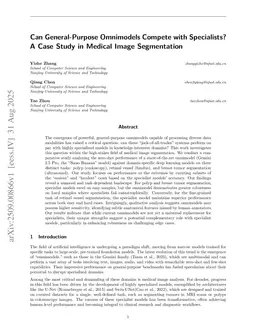 Can General-Purpose Omnimodels Compete with Specialists? A Case Study in Medical Image Segmentation