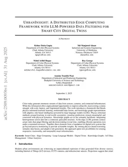 UrbanInsight: A Distributed Edge Computing Framework with LLM-Powered Data Filtering for Smart City Digital Twins