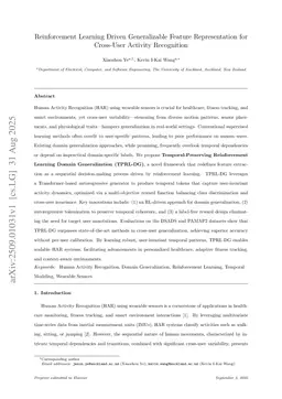 Reinforcement Learning Driven Generalizable Feature Representation for Cross-User Activity Recognition