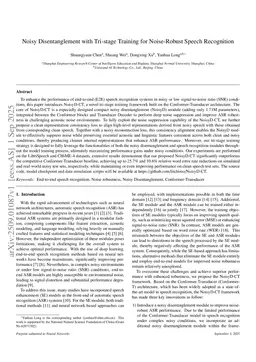 Noisy Disentanglement with Tri-stage Training for Noise-Robust Speech Recognition