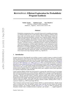 RefineStat: Efficient Exploration for Probabilistic Program Synthesis