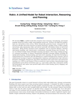 Robix: A Unified Model for Robot Interaction, Reasoning and Planning