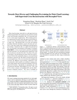 Towards More Diverse and Challenging Pre-training for Point Cloud Learning: Self-Supervised Cross Reconstruction with Decoupled Views