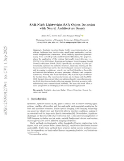 SAR-NAS: Lightweight SAR Object Detection with Neural Architecture Search