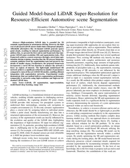 Guided Model-based LiDAR Super-Resolution for Resource-Efficient Automotive scene Segmentation