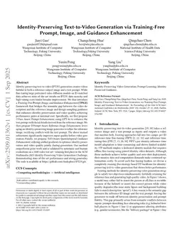 Identity-Preserving Text-to-Video Generation via Training-Free Prompt, Image, and Guidance Enhancement