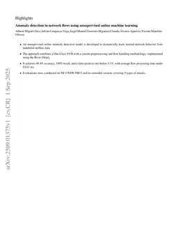 Anomaly detection in network flows using unsupervised online machine learning