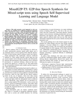 MixedG2P-T5: G2P-free Speech Synthesis for Mixed-script texts using Speech Self-Supervised Learning and Language Model