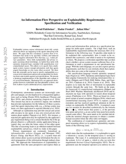 An Information-Flow Perspective on Explainability Requirements: Specification and Verification