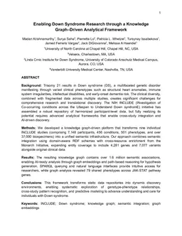 Enabling Down Syndrome Research through a Knowledge Graph-Driven Analytical Framework