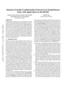 Statistics-Friendly Confidentiality Protection for Establishment Data, with Applications to the QCEW