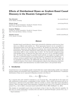 Effects of Distributional Biases on Gradient-Based Causal Discovery in the Bivariate Categorical Case
