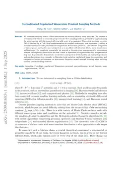 Preconditioned Regularized Wasserstein Proximal Sampling