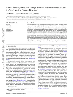 Robust Anomaly Detection through Multi-Modal Autoencoder Fusion for Small Vehicle Damage Detection