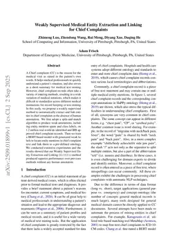 Weakly Supervised Medical Entity Extraction and Linking for Chief Complaints