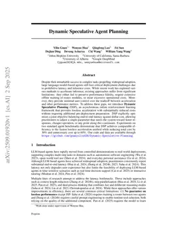 Dynamic Speculative Agent Planning