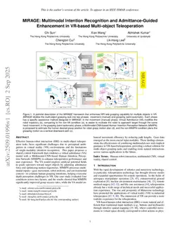 MIRAGE: Multimodal Intention Recognition and Admittance-Guided Enhancement in VR-based Multi-object Teleoperation