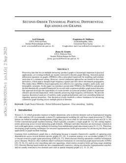 Second-Order Tensorial Partial Differential Equations on Graphs